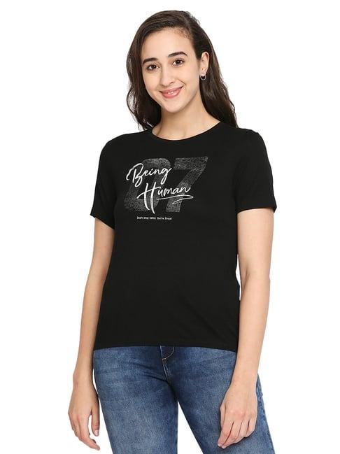 being human black logo printed crew t-shirt