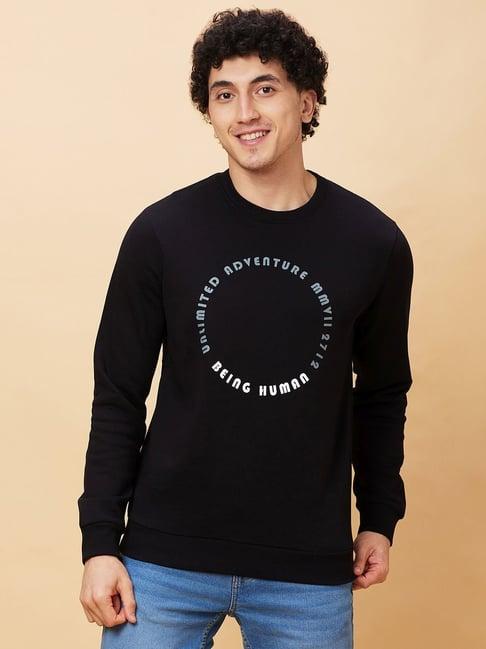 being human black oversized print sweatshirt