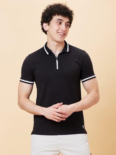 being human black regular fit polo t-shirt