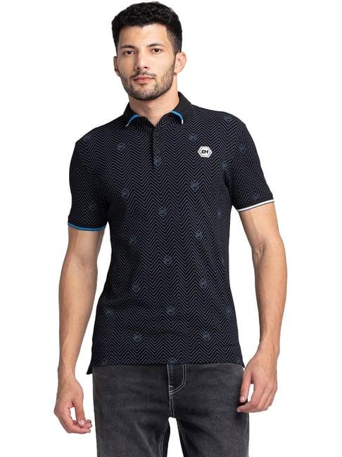 being human black regular fit printed polo t-shirt