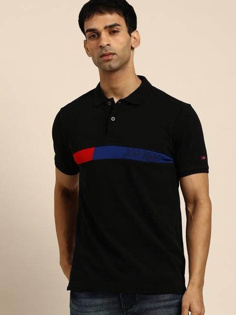 being human black regular fit printed polo t-shirt