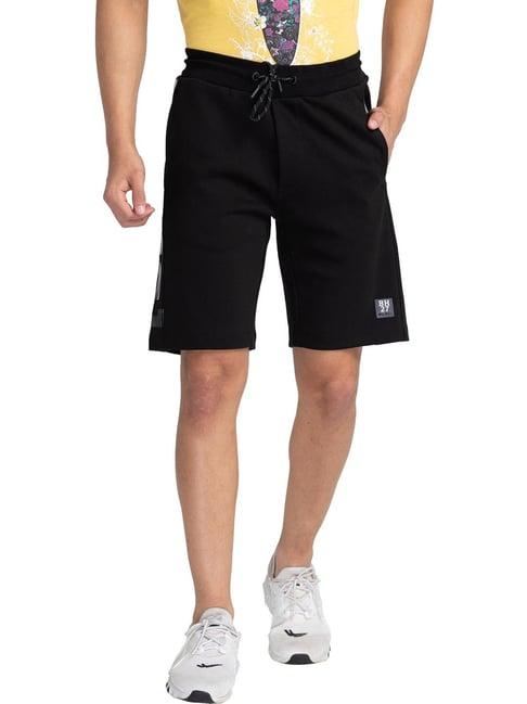 being human black regular fit shorts