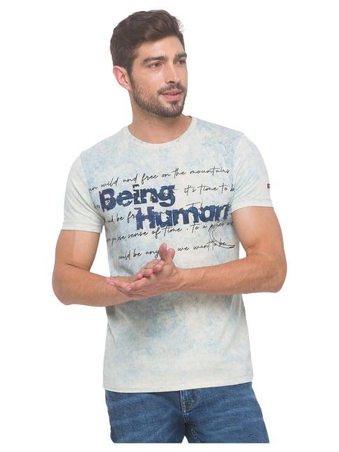 being human blue cotton printed t-shirt