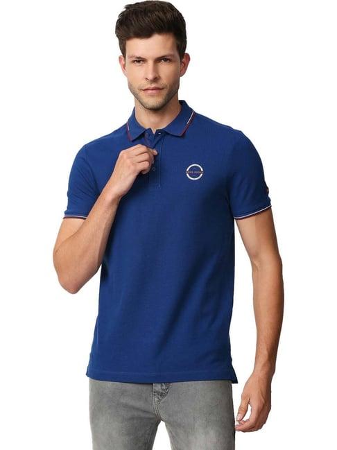 being human blue cotton regular fit polo t-shirt