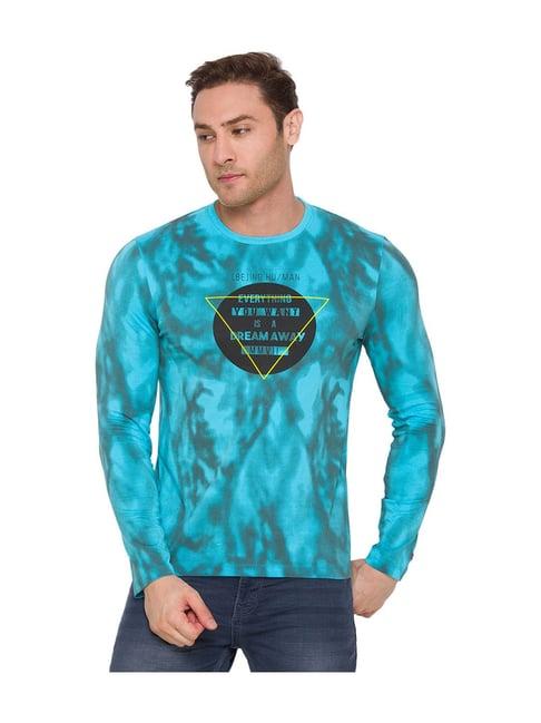 being human blue full sleeves printed t-shirt