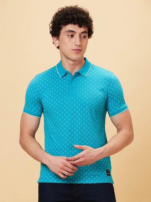 being human blue regular fit printed polo t-shirt