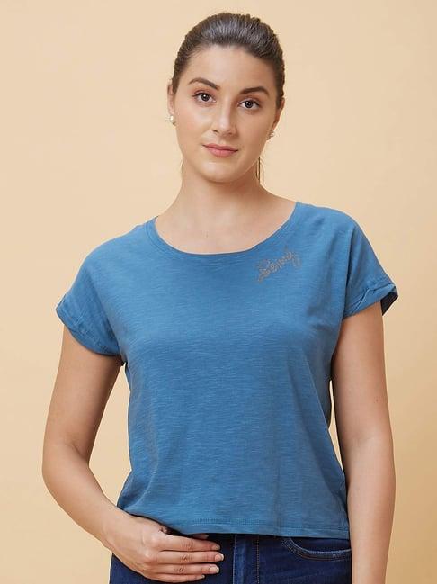 being human blue round neck t-shirt