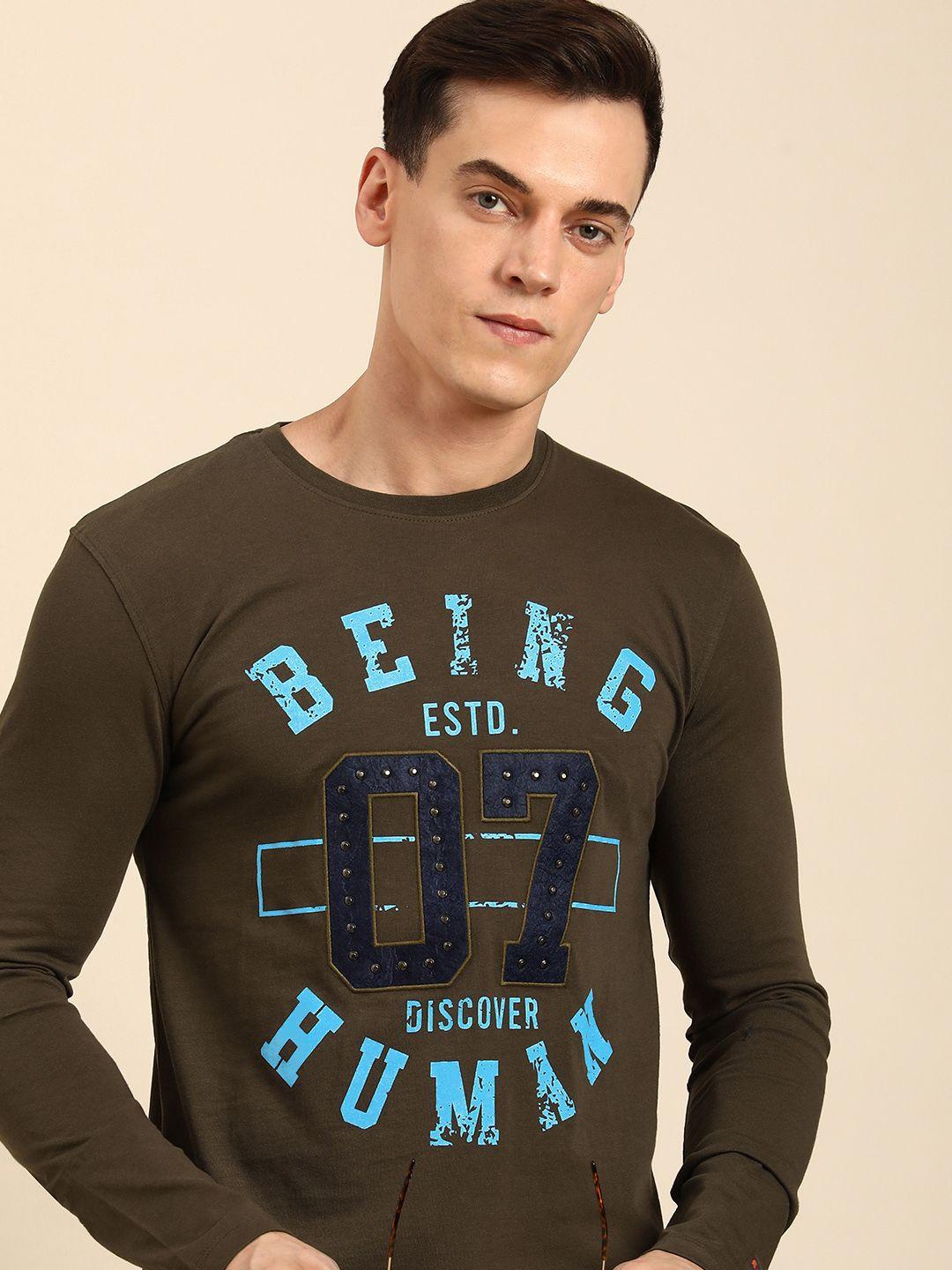 being human brand logo printed pure cotton t-shirt