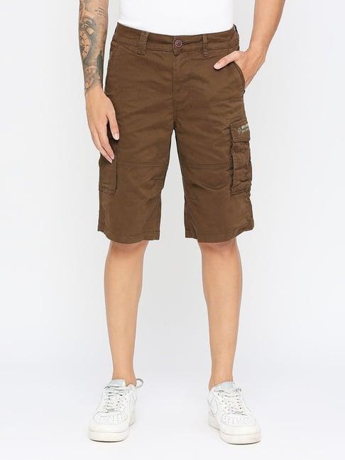 being human brown regular fit cargo shorts