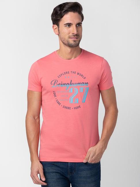 being human coral regular fit printed crew t-shirt
