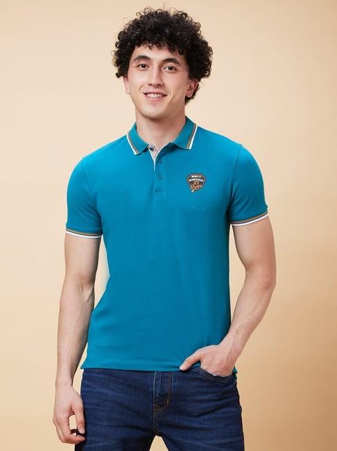 being human dark blue regular fit polo t-shirt