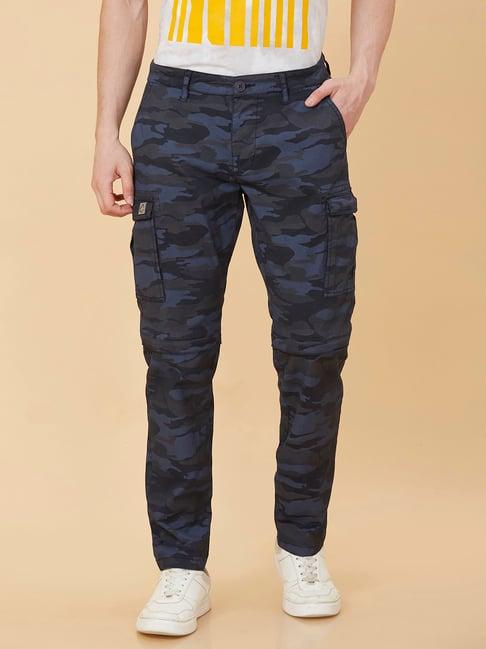 being human dark blue slim fit camo print cargo pants