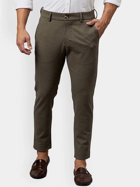 being human dark khaki comfort fit trousers