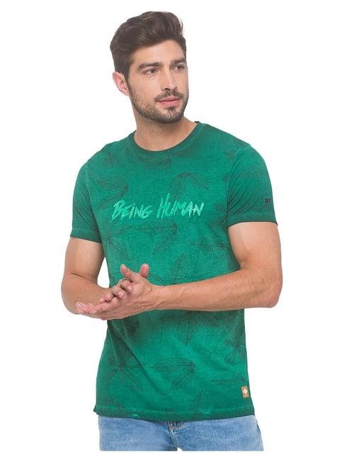 being human green cotton printed t-shirt