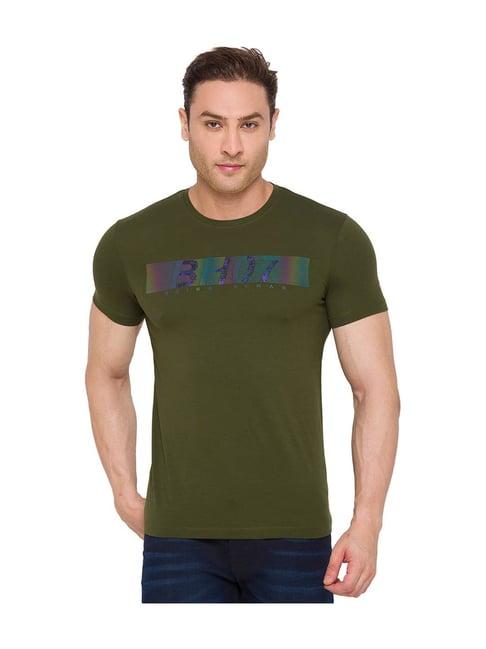 being human green crew neck solid t-shirt