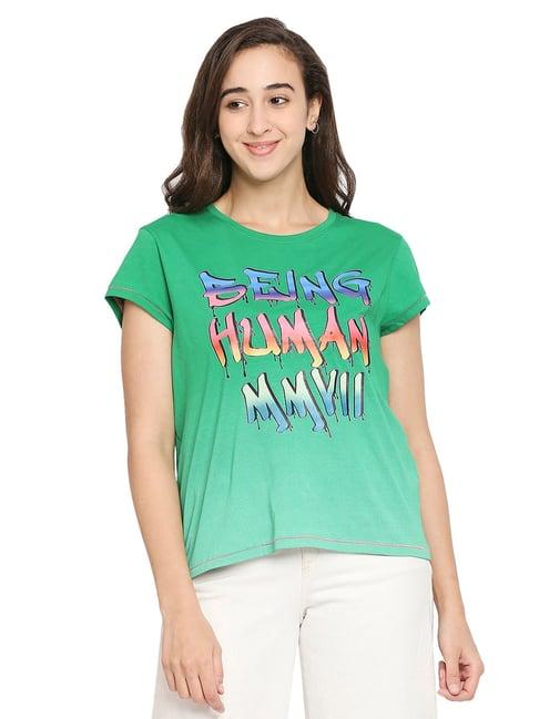 being human green printed crew t-shirt