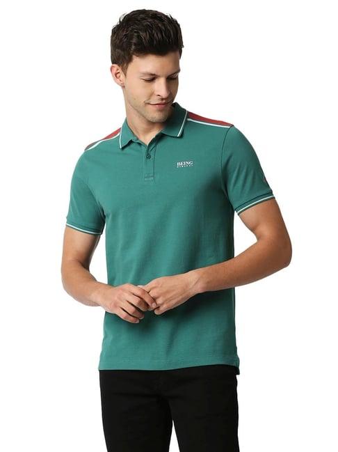 being human green regular fit polo t-shirt