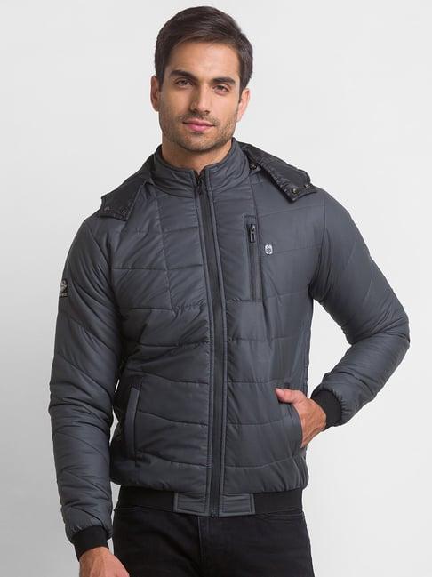 being human grey regular fit hooded jacket