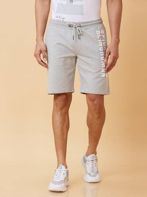 being human grey regular fit printed shorts