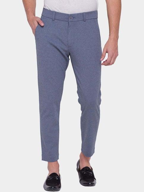 being human light navy blue comfort fit trousers