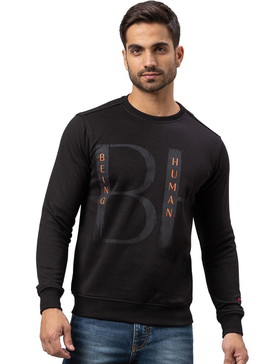 being human men black printed sweatshirt