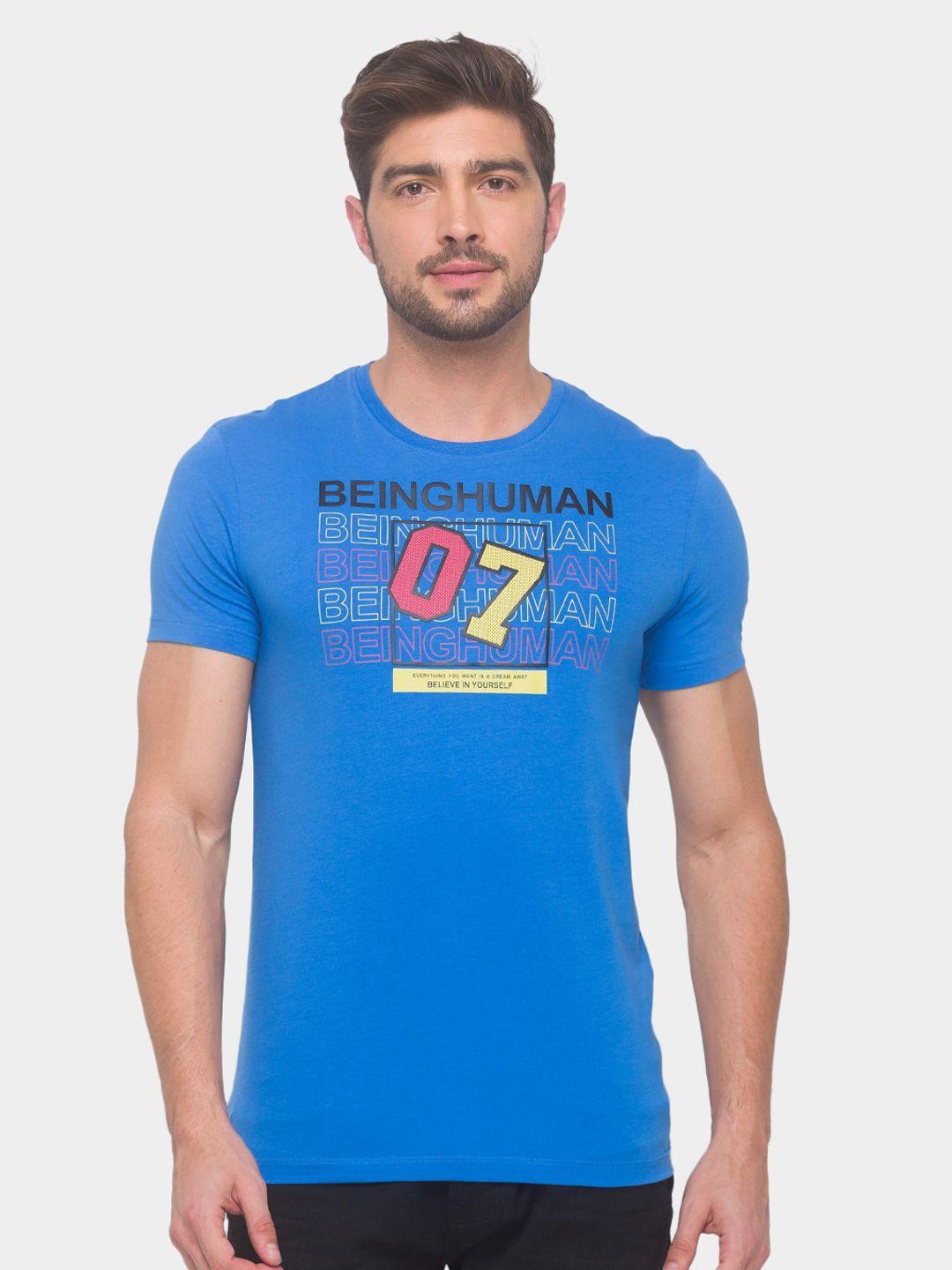 being human men blue printed t-shirt