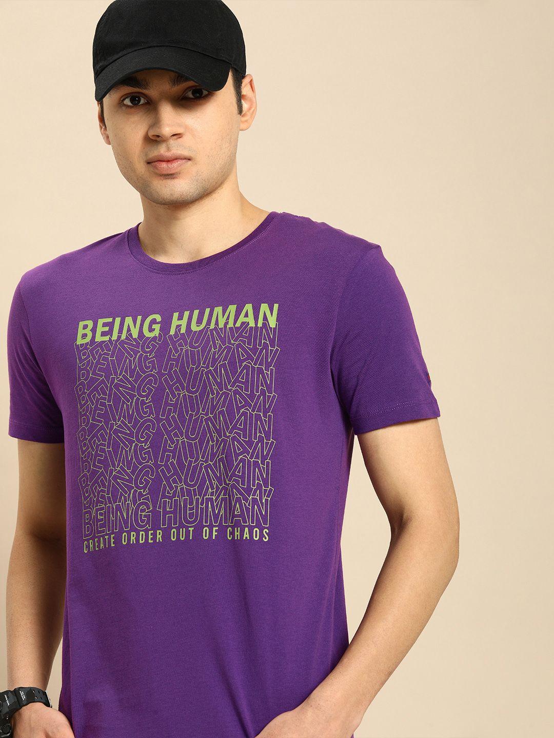 being human men brand logo printed pure cotton t-shirt