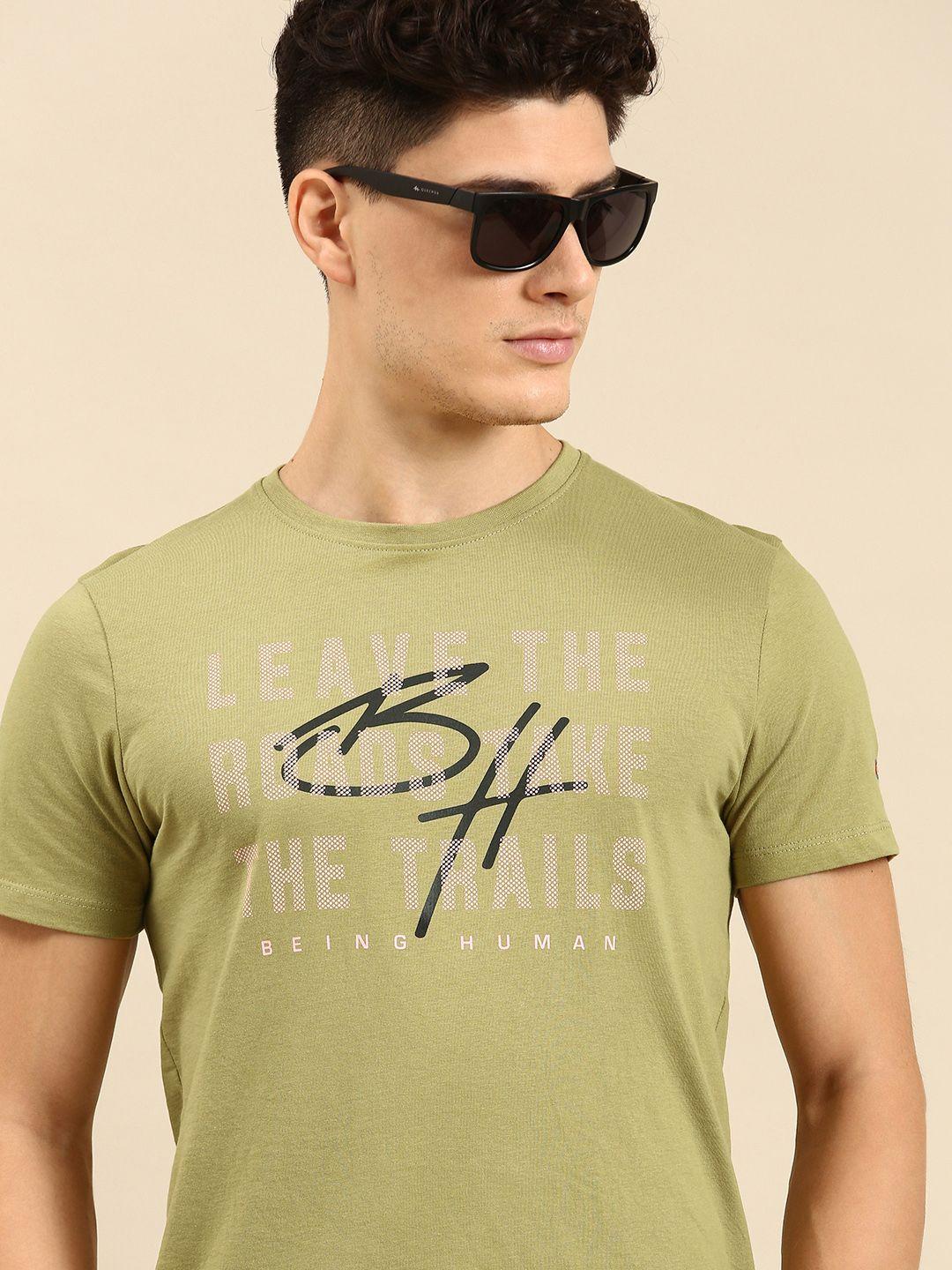 being human men brand logo printed pure cotton t-shirt