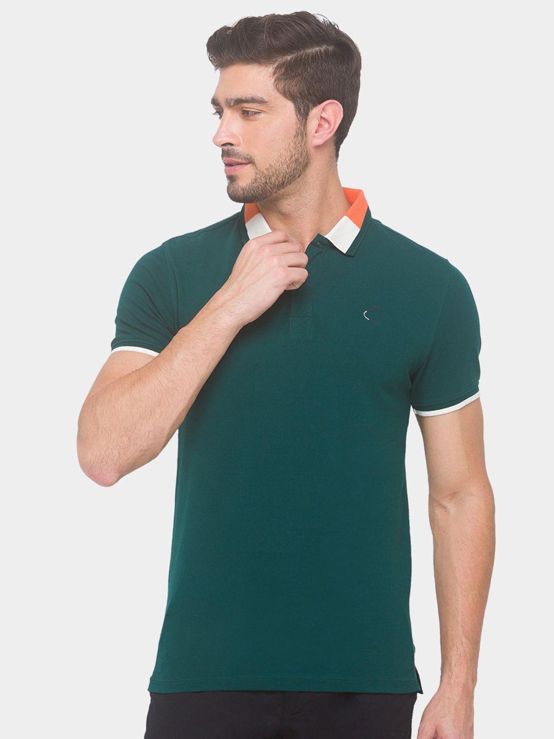 being human men green polo collar cotton t-shirt