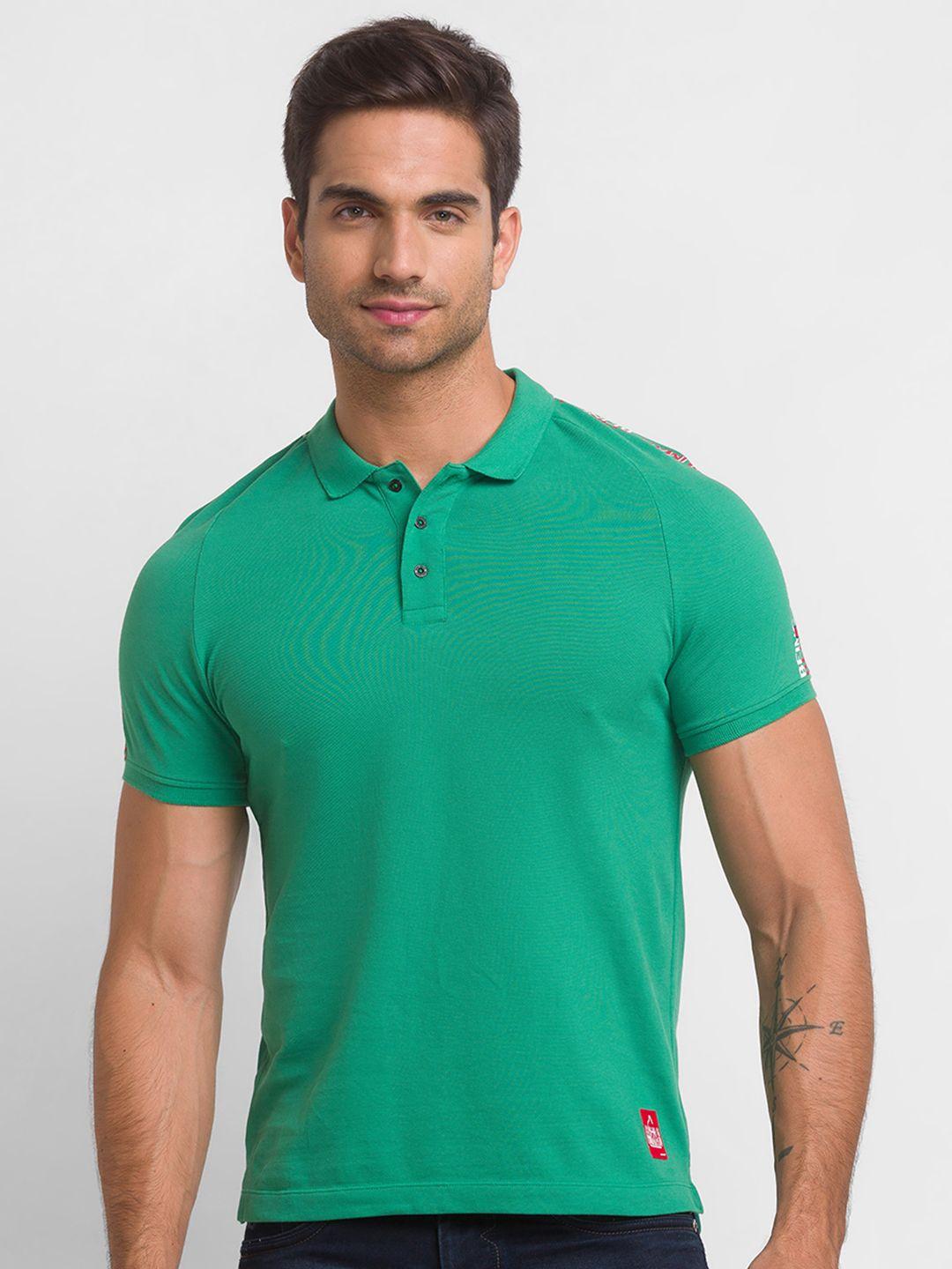 being human men green polo collar cotton t-shirt