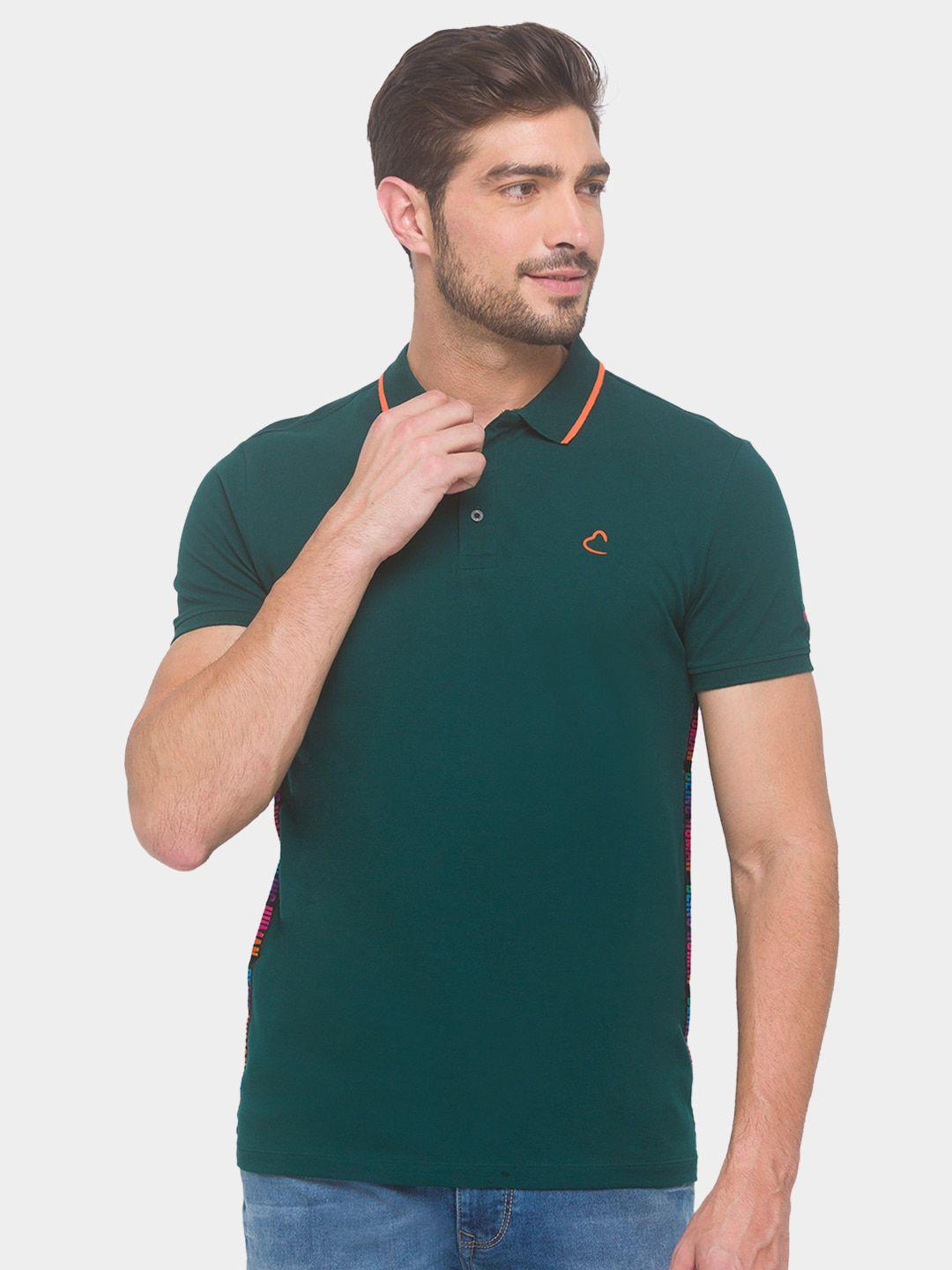 being human men green polo collar t-shirt
