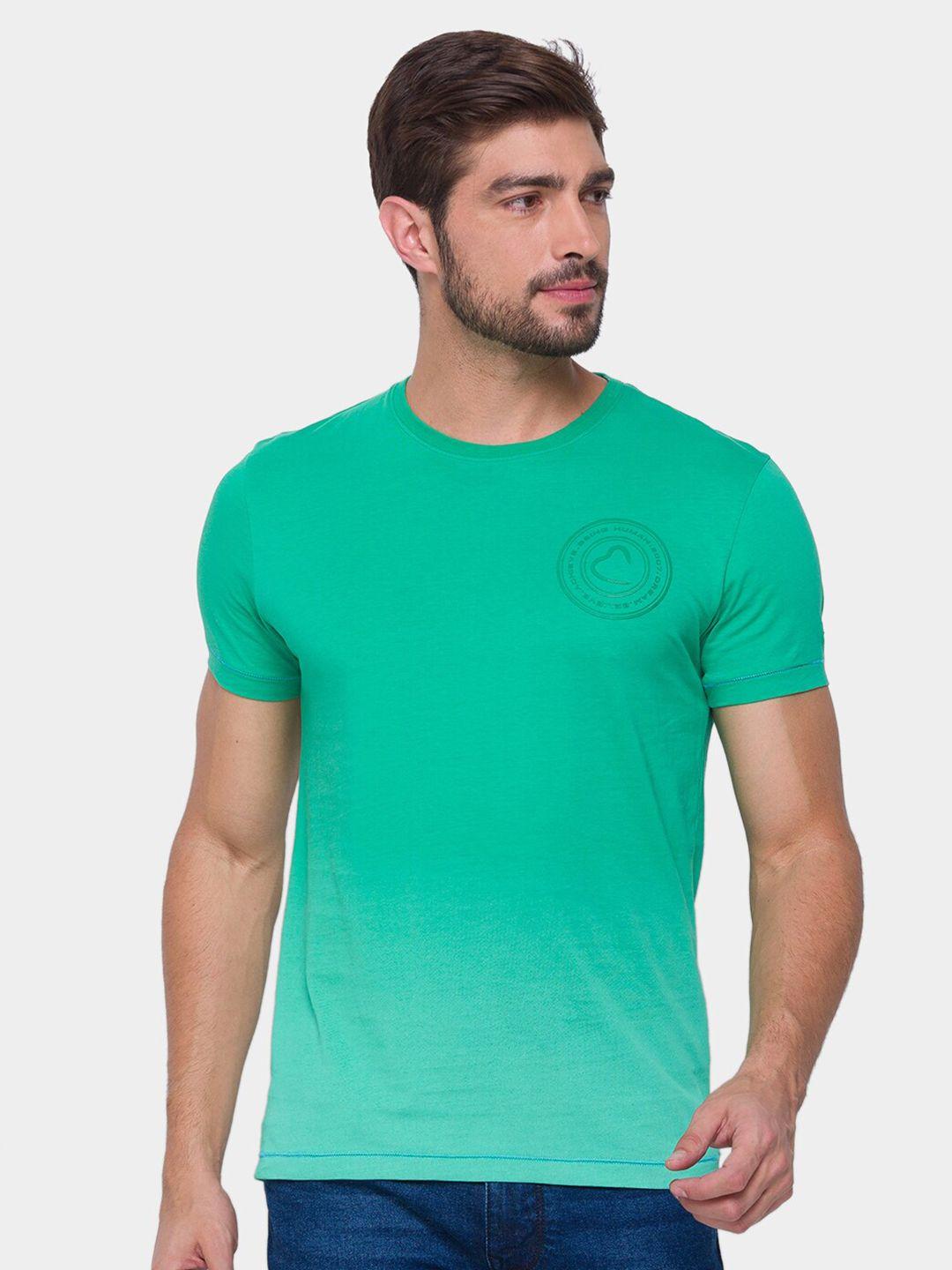 being human men green solid pure cotton t-shirt
