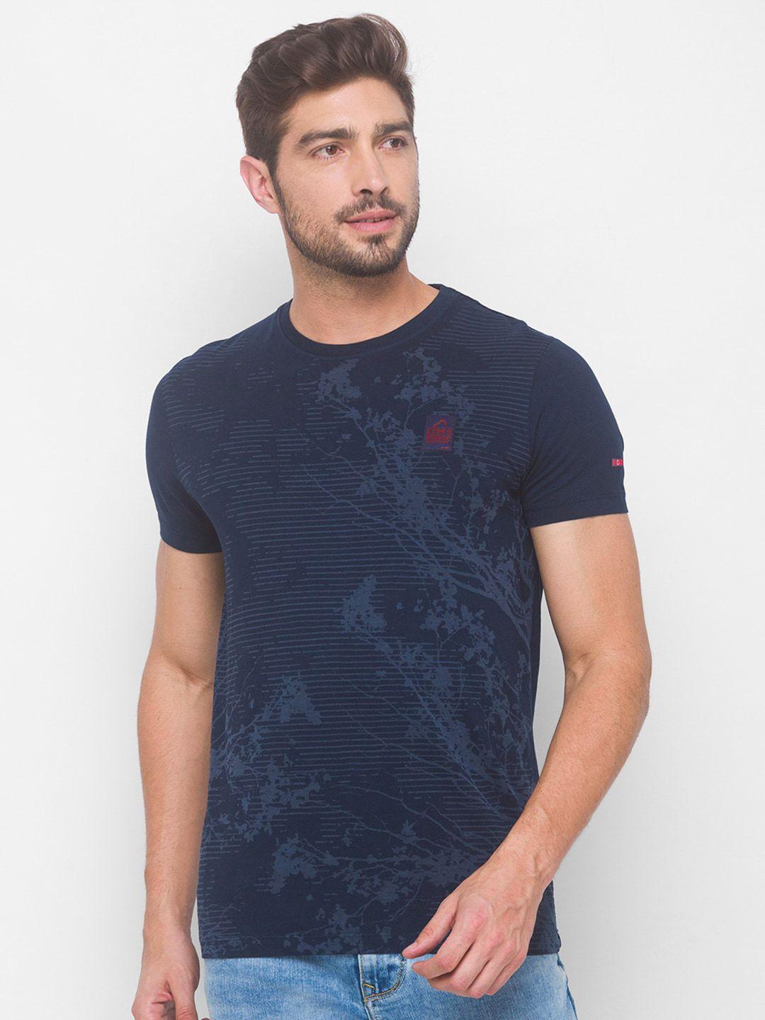 being human men navy blue printed pure cotton t-shirt