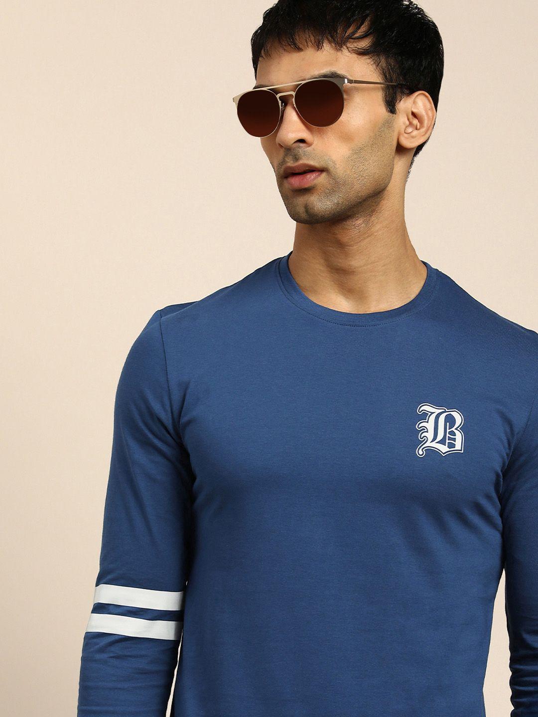 being human men navy blue pure cotton t-shirt