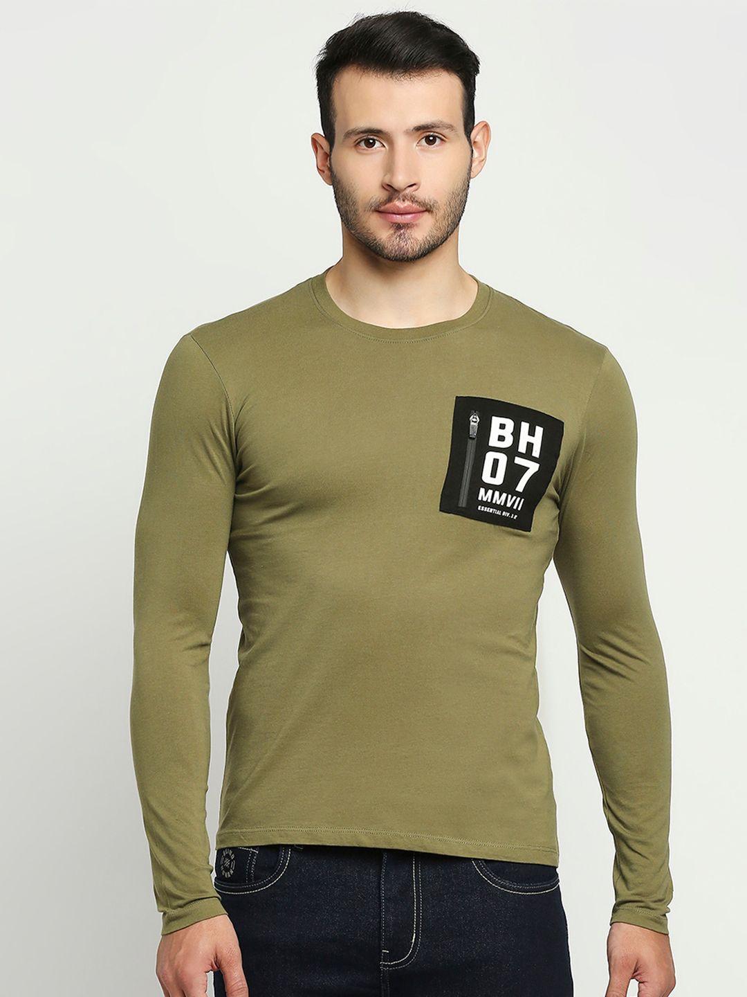 being human men olive green typography printed t-shirt