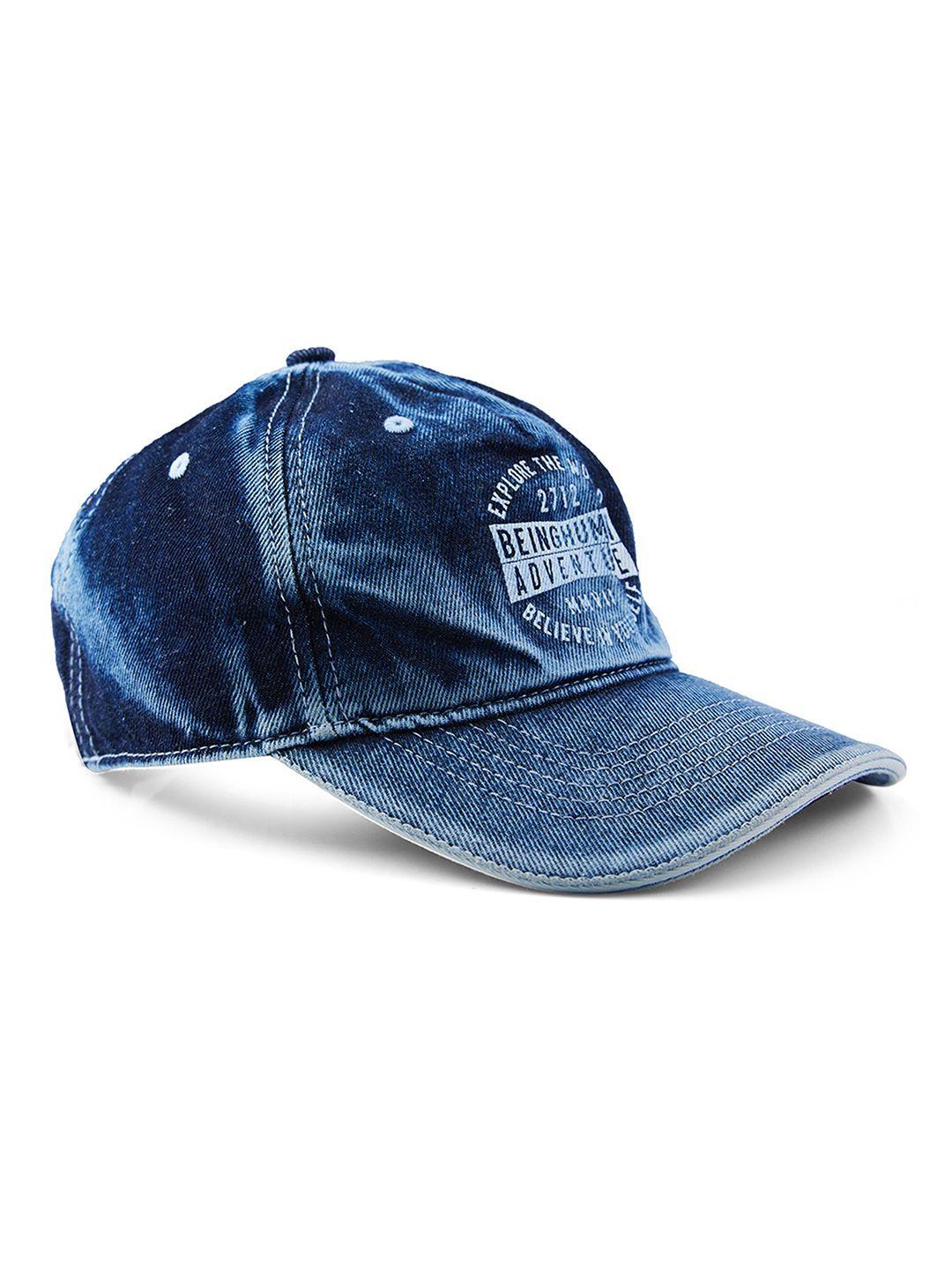 being human men printed denim baseball cap