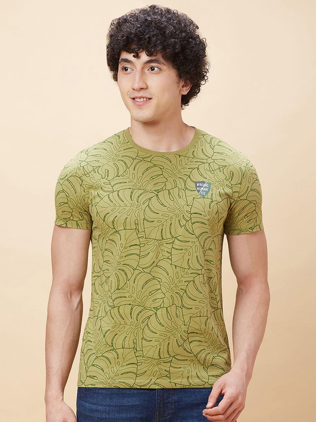 being human men tropical print pure cotton t-shirt