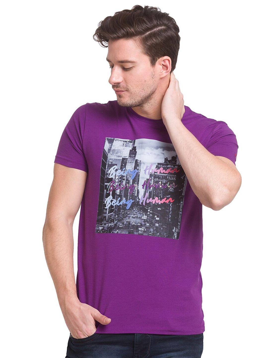being human men violet printed t-shirt