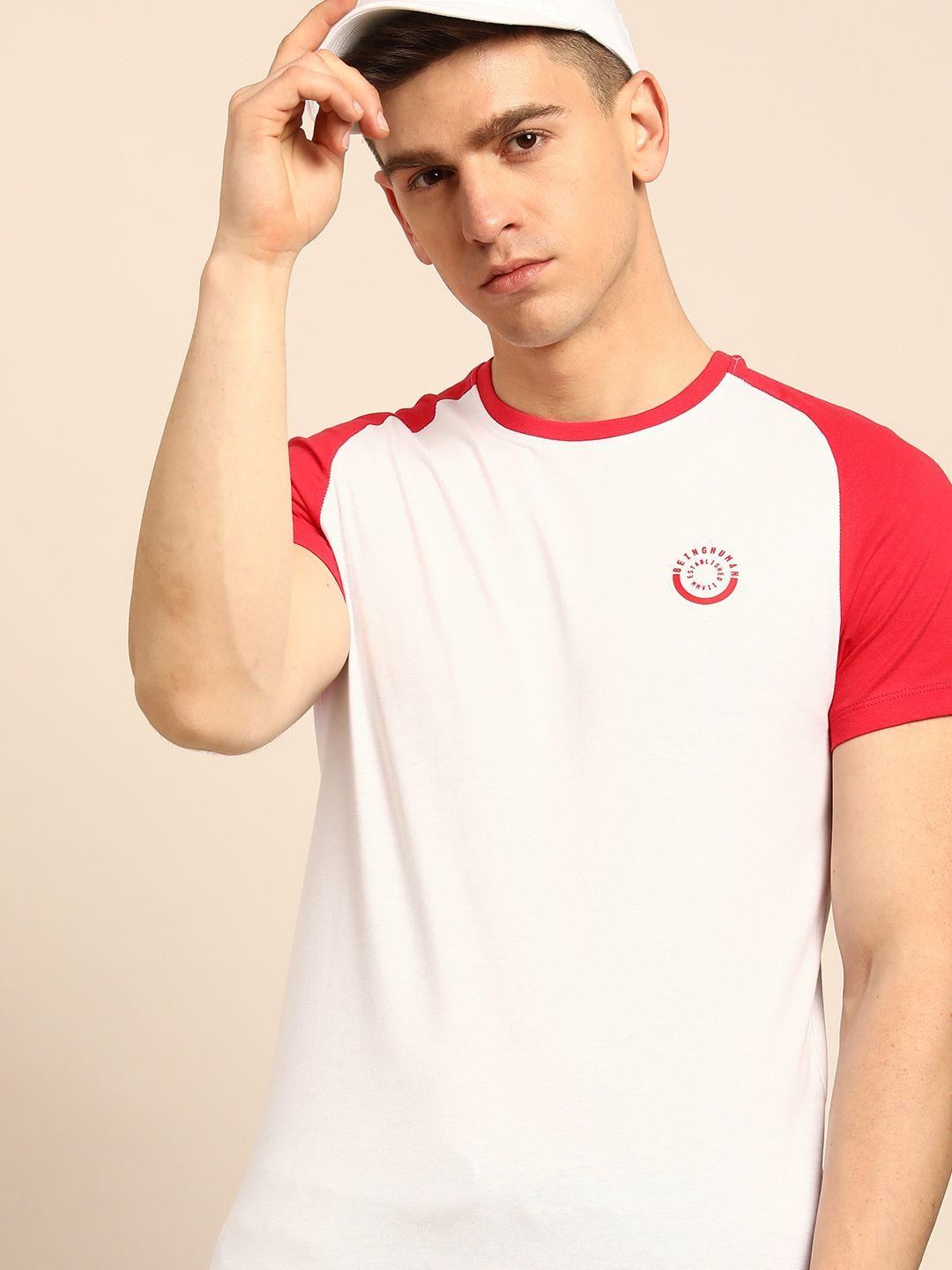 being human men white solid round neck pure cotton t-shirt