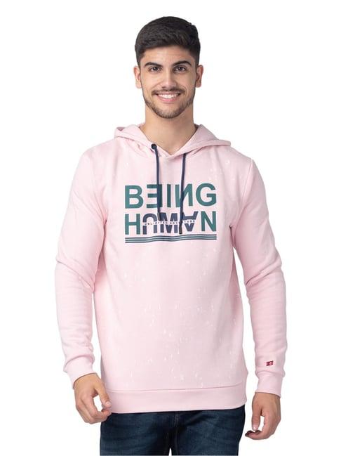 being human mens hoody-baby pink