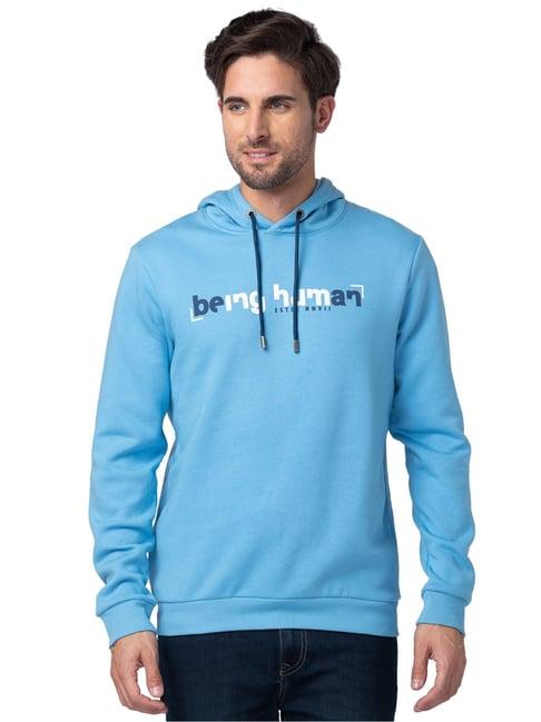 being human mens hoody-blue