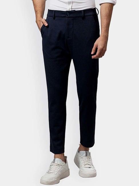 being human navy blue comfort fit trousers