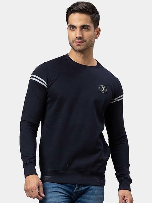 being human navy cotton regular fit logo printed sweatshirts