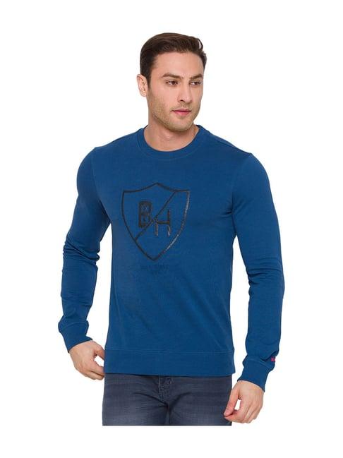 being human navy full sleeves solid sweatshirt