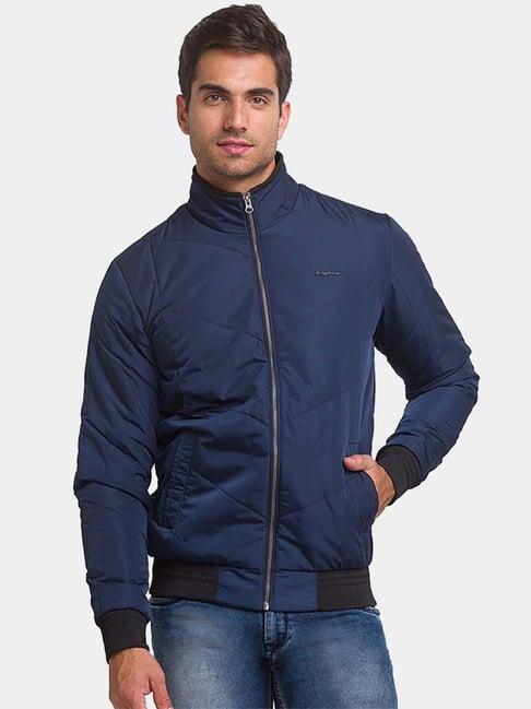 being human navy regular fit quilted quilted jackets