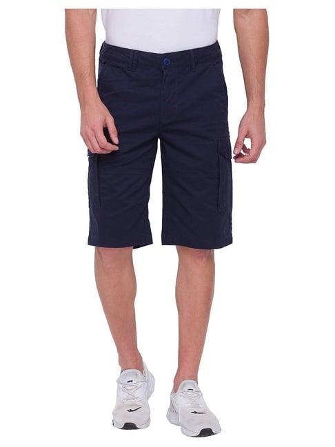 being human navy solid bermuda shorts