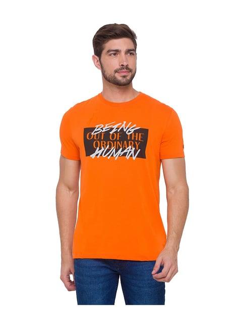 being human orange printed t-shirt