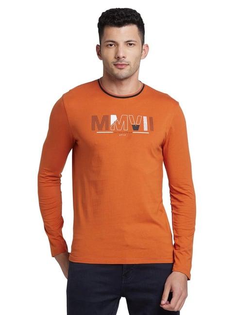 being human orange regular fit printed t-shirt