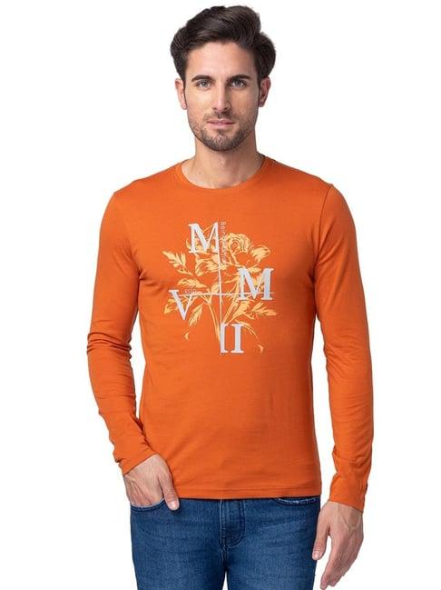 being human orange regular fit printed t-shirt