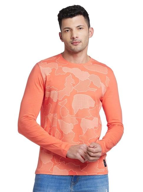 being human peach regular fit printed t-shirt